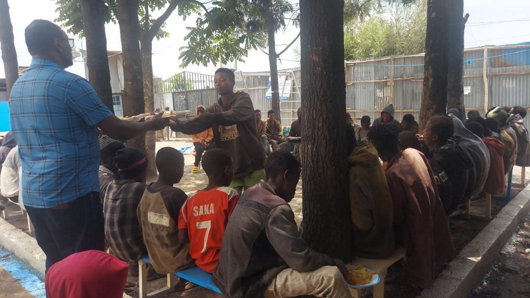 Serving food to the homeless in Ethiopia