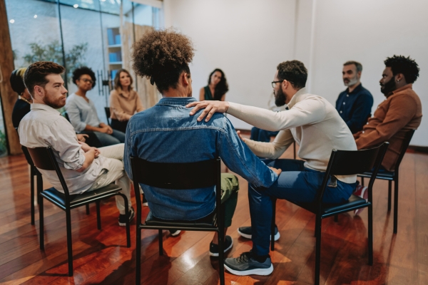 Support group session for addiction recovery